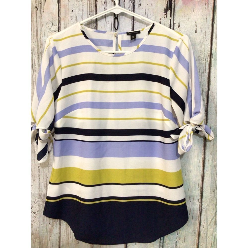Ann Taylor Blouse Multi Color Striped Size XXS 💕